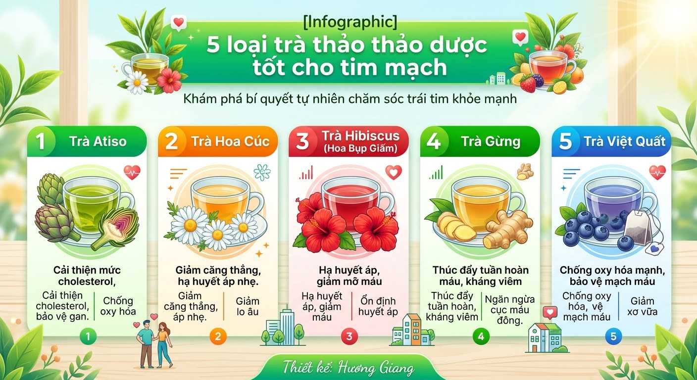5 loại trà thảo dược tốt cho tim mạch