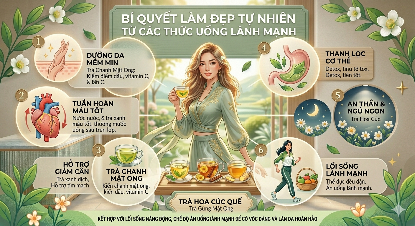 Bí quyết giữ dáng, đẹp da: 5 loại nước uống dễ tìm chị em nên dùng mỗi ngày