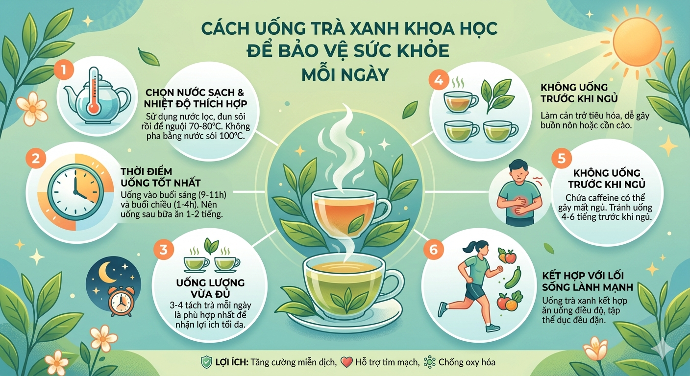 Cách uống trà xanh khoa học để bảo vệ sức khỏe mỗi ngày